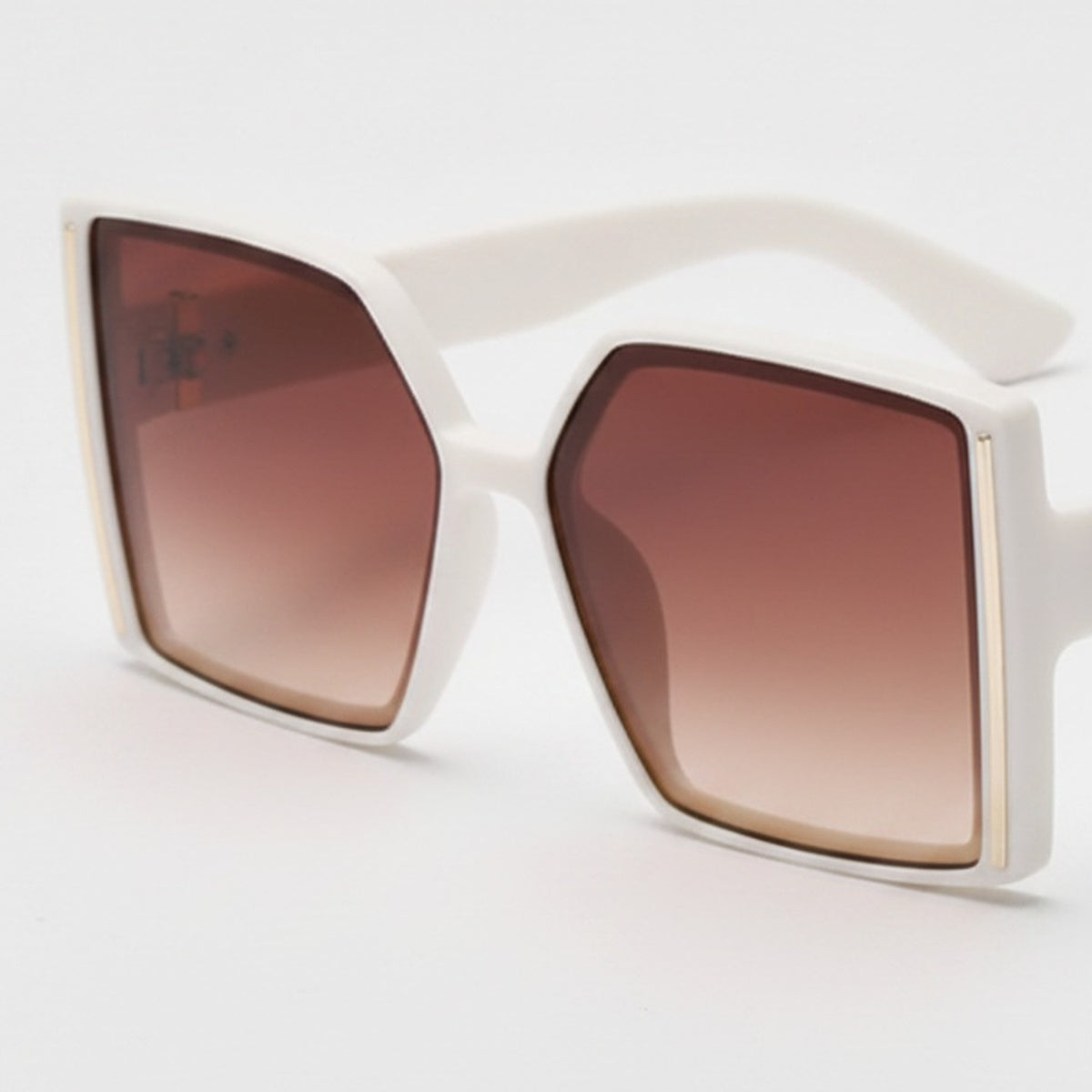 Cream Square Gradient Sunglasses With Gold Accent – eyewear (view 1)