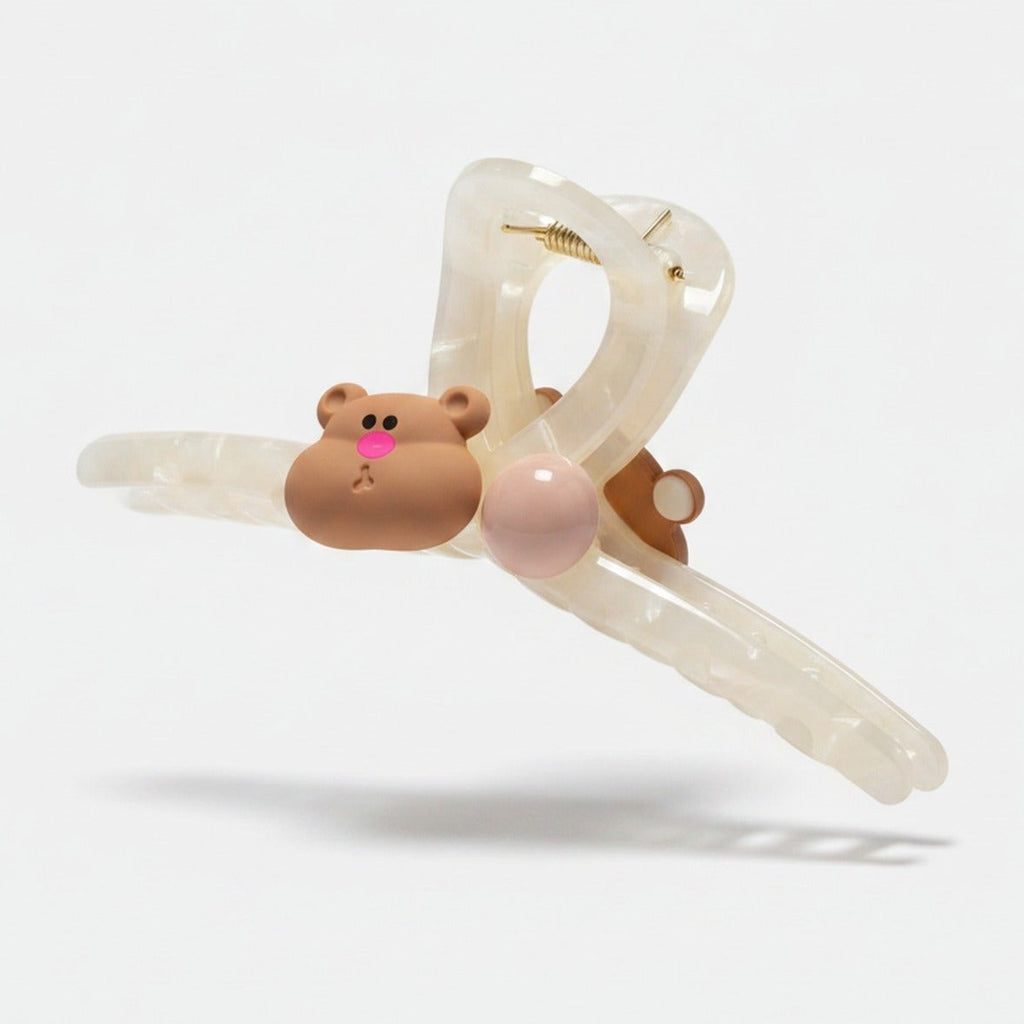 Bear Charm Hair Claw Clip - Brown Bear #F-148 – hair accessories (view 1)