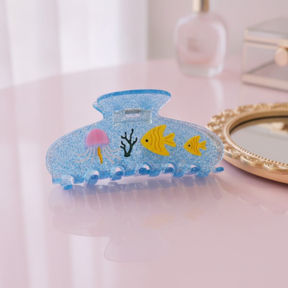 Ocean Vibes Mini Hair Claw - Blue Ocean