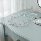 Pearl Crystal Wire Headband - Silver