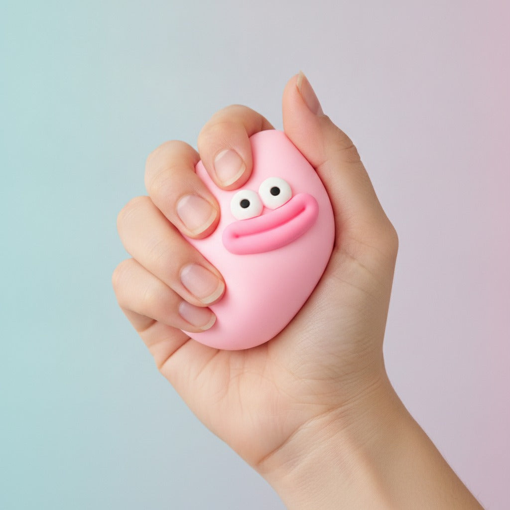 Duck Face Rubber Ball - Pink - squeeze in hand
