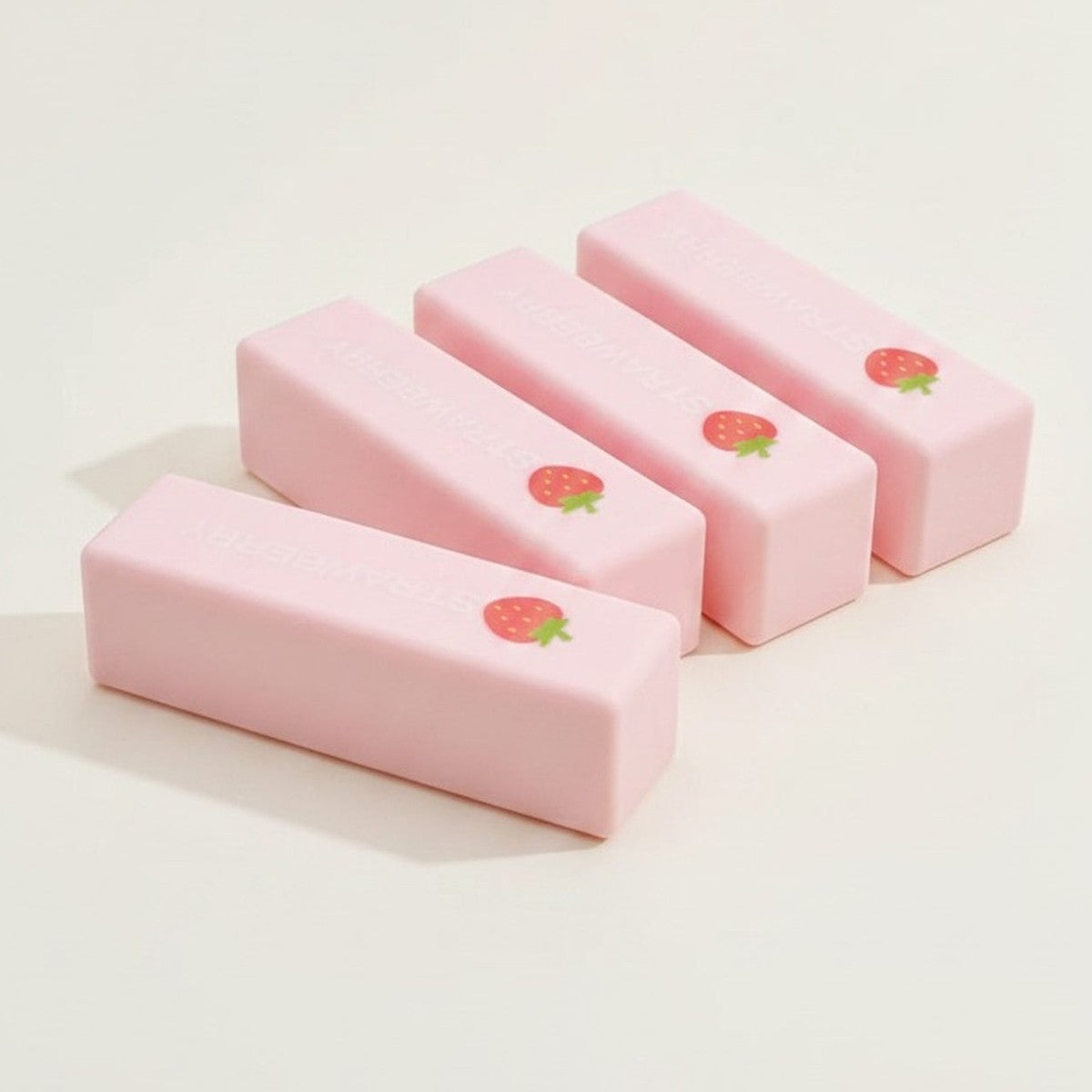 Pink Strawberry Novelty Block Eraser Set – novelty & toys (view 1)