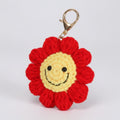 Smiley Flower Crochet Keychain - Red Smiley