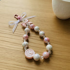Pearly Bow Beaded Keychain - Pink