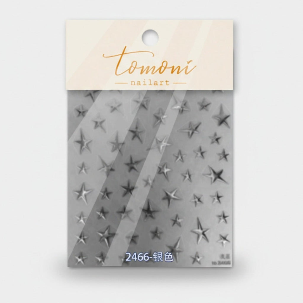 Silver Star Nail Art Sticker Strips – Korean nail care (view 1)