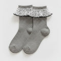 Gray Ruffled Polka Dot Crew Socks – apparel accessories (view 1)