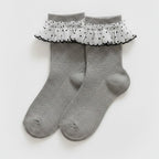 Gray Ruffled Polka Dot Crew Socks – apparel accessories (view 1)