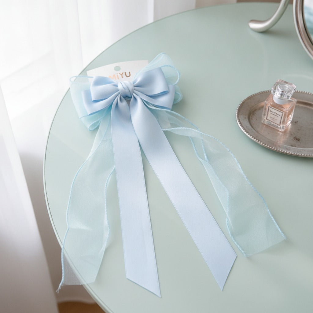 Sheer Bow Hair Claw - Blue