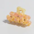 Flower Beaded Resin Hair Claw - Pink Yellow 9.1cm – hair accessories (view 1)