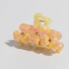 Flower Beaded Resin Hair Claw - Pink Yellow 9.1cm – hair accessories (view 1)