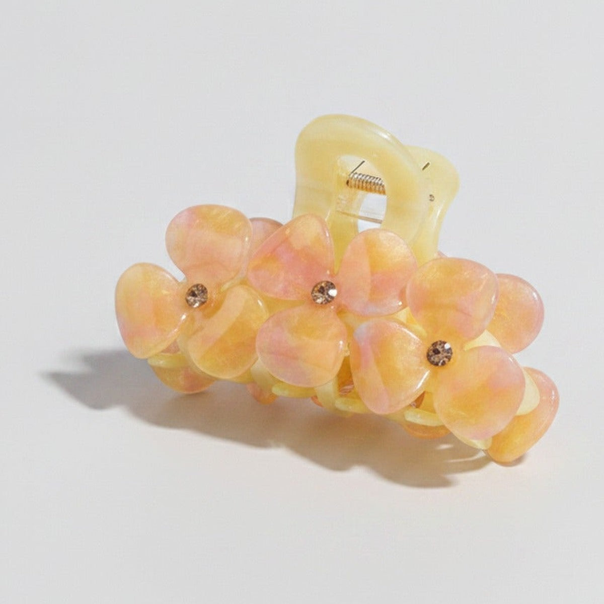 Flower Beaded Resin Hair Claw - Pink Yellow 9.1cm – hair accessories (view 1)