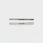 Celine Rectangular Duck Bill Hair Clips Silver