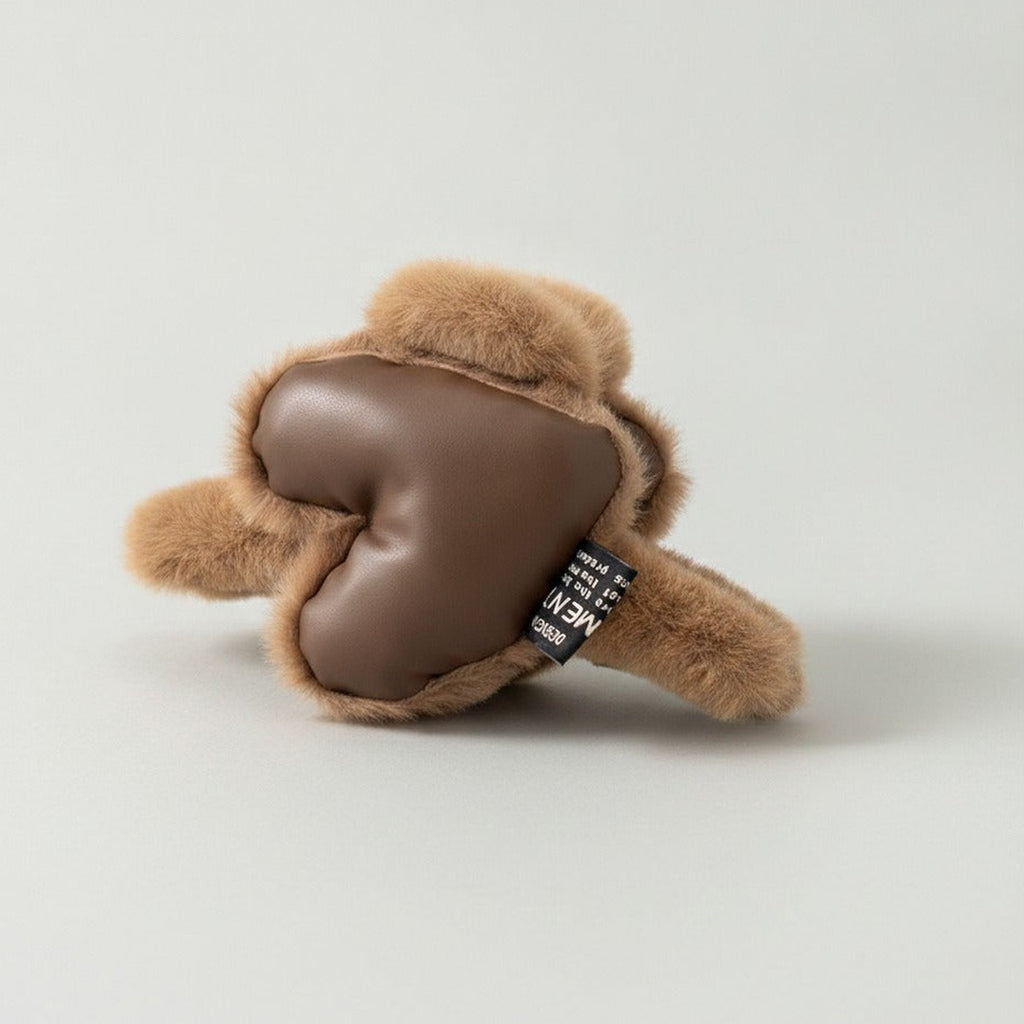 Fuzzy Heart Hair Claw - Coffee