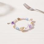 Beaded Shell Charm Bracelet - Lavender Mix