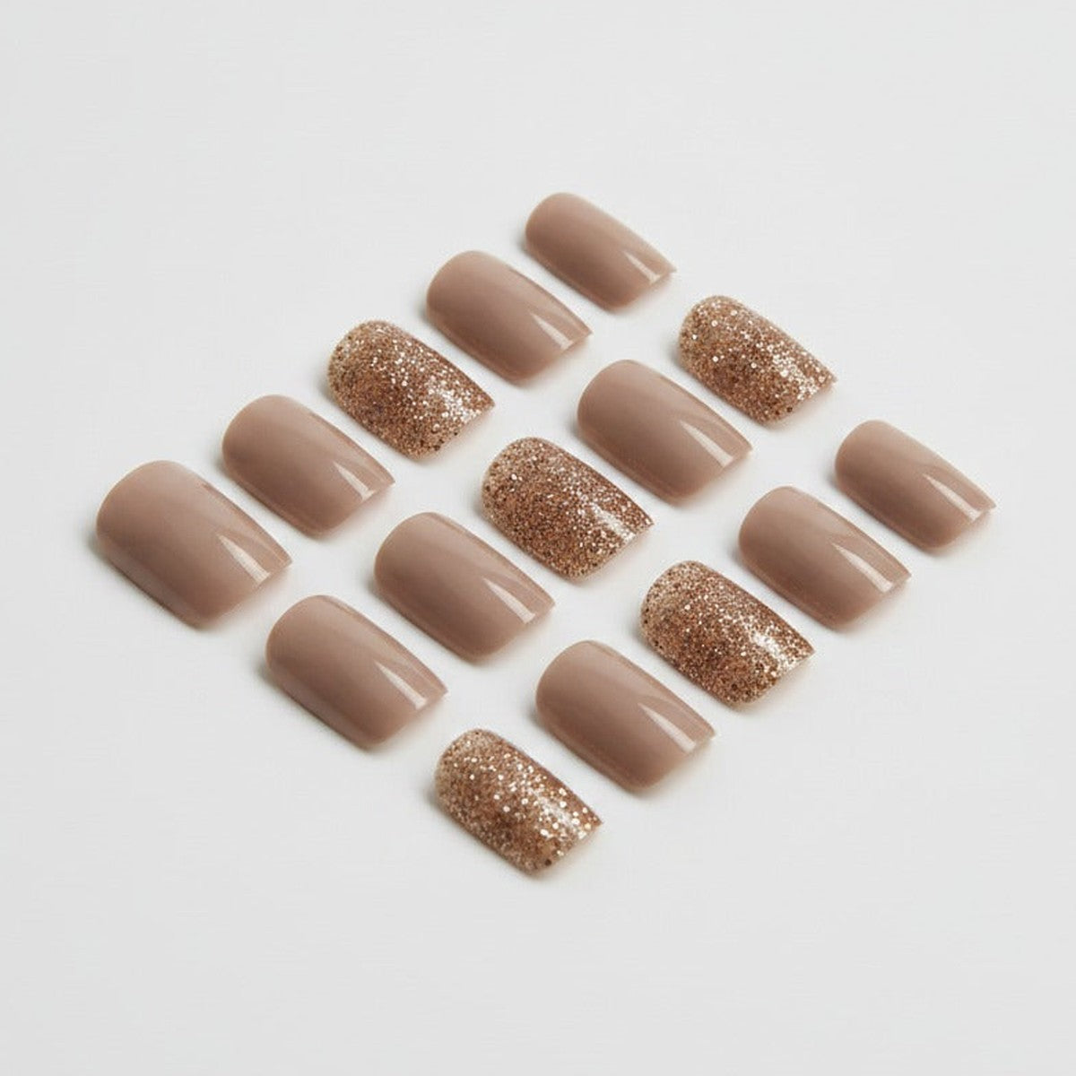 Glitter & Neutral Nail Set - Beige Glitter