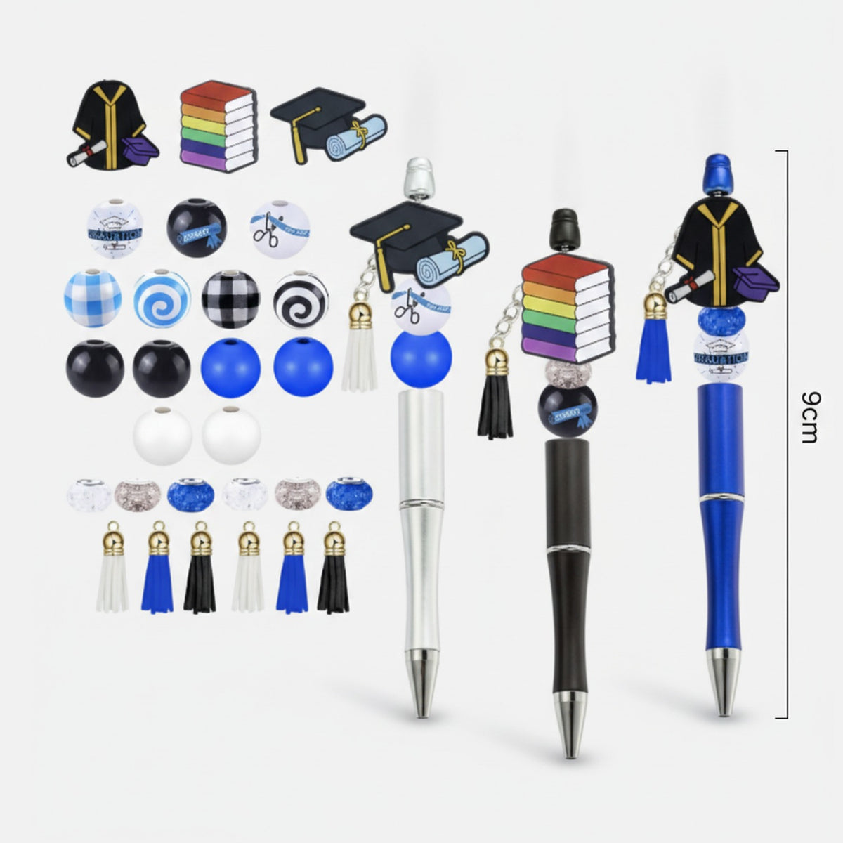 Customizable Charm Pen Set - Graduation Blue