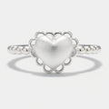Silver Heart Ring With Scalloped Frame – jewelry (view 1)