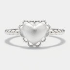 Silver Heart Ring With Scalloped Frame – jewelry (view 1)