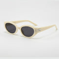 Cream Oval Retro Sunglasses With Metal Accent – eyewear (view 1)
