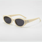 Cream Oval Retro Sunglasses With Metal Accent – eyewear (view 1)