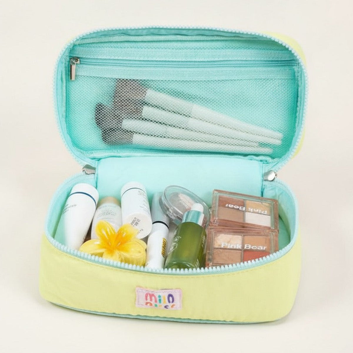 Cosmetic Bag With Flower Charm - Yellow – bags & wallets (view 1)