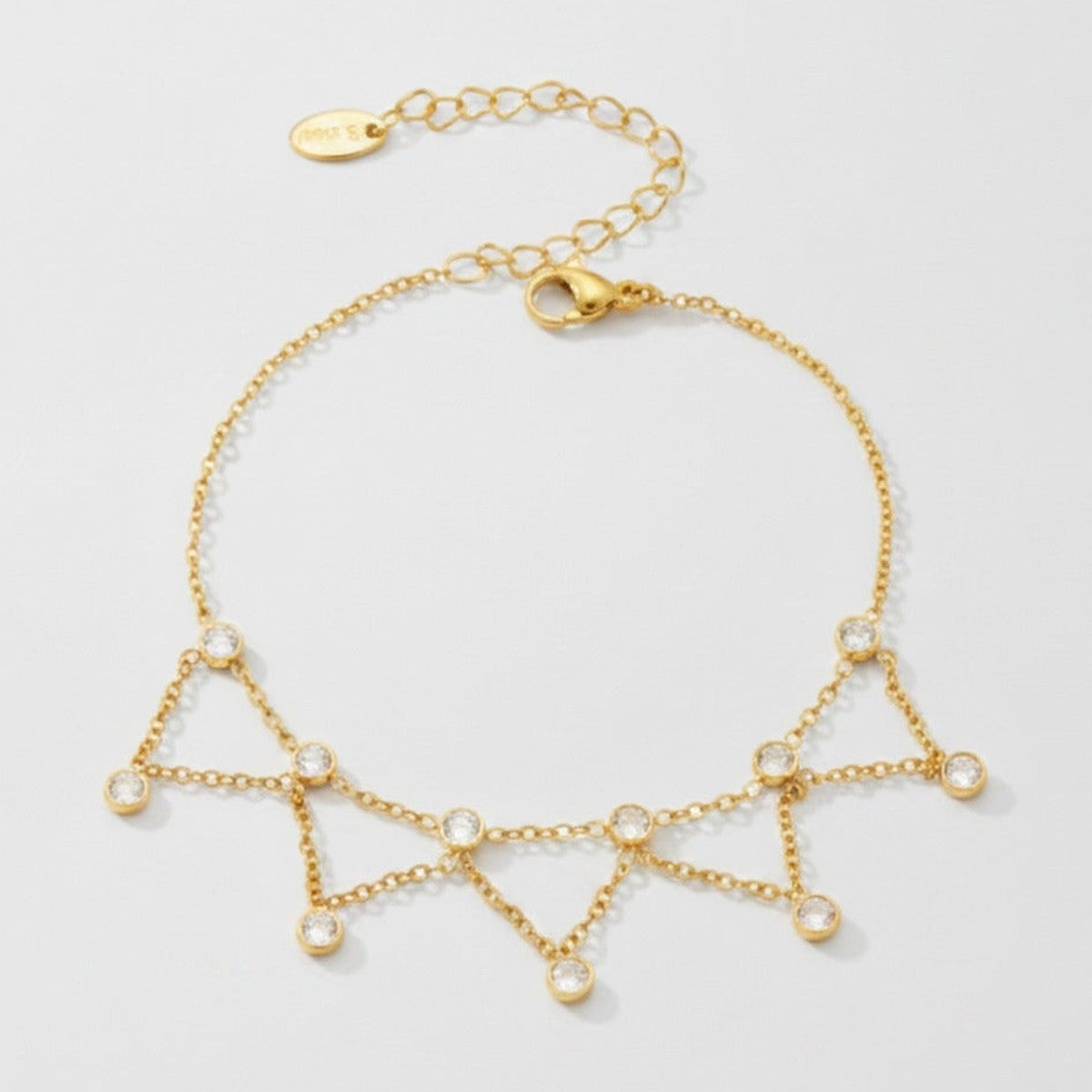 Crystal Charm Dangle Anklet - S038 Gold Zircon Anklet 19+5cm – jewelry (view 1)