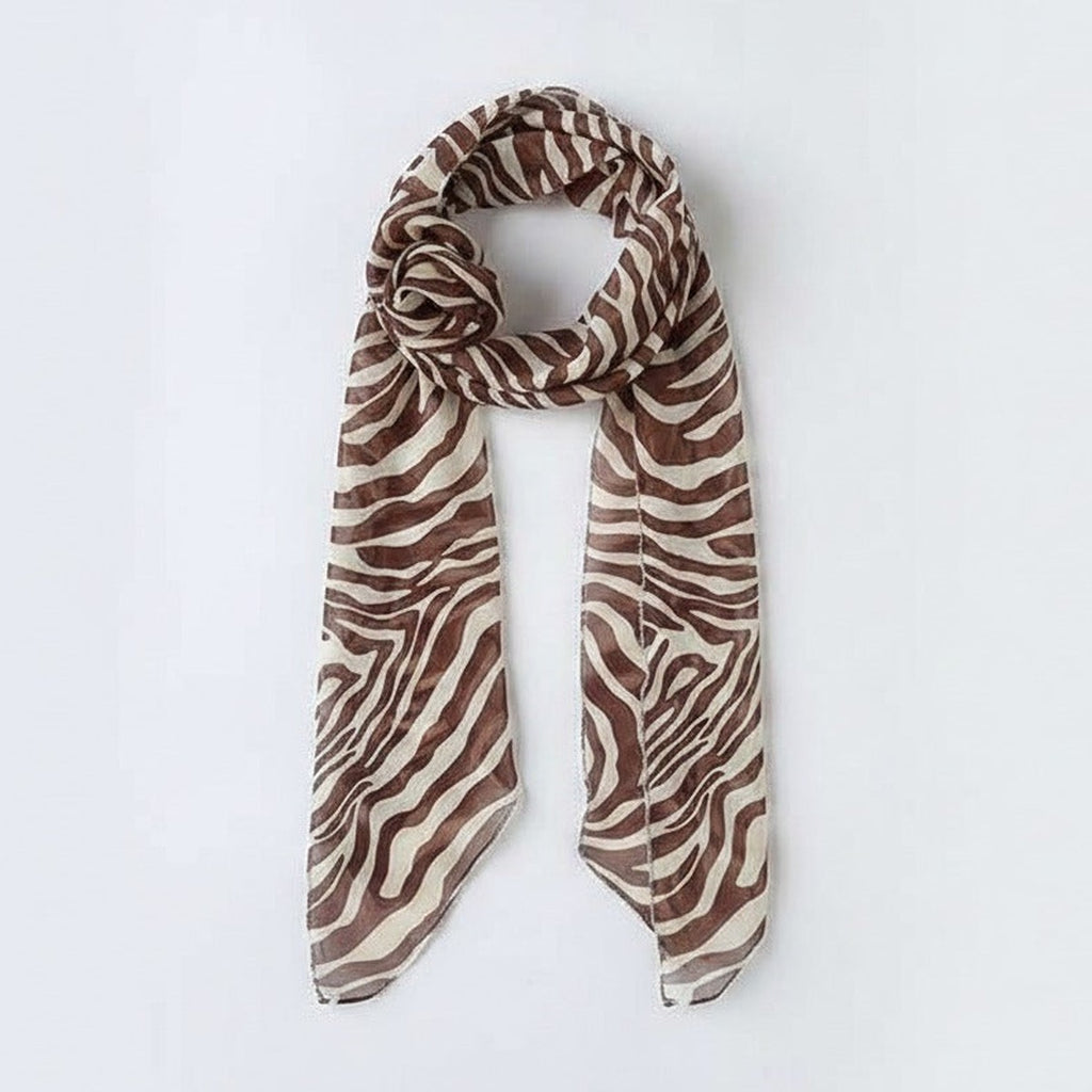 Zebra Stripe Lightweight Scarf - Brown Zebra