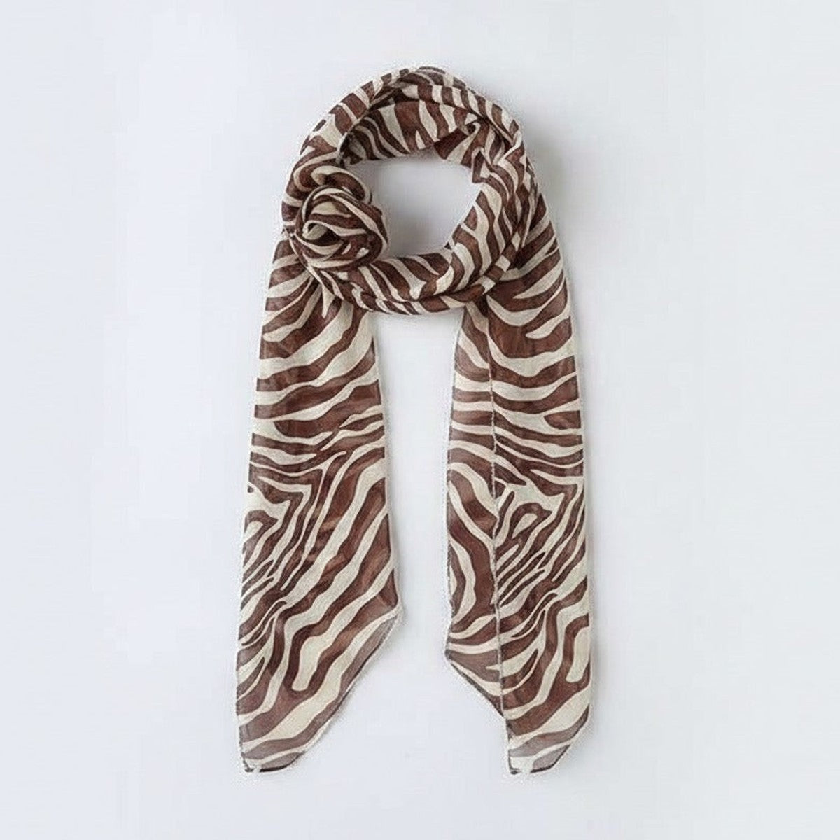 Zebra Stripe Lightweight Scarf - Brown Zebra