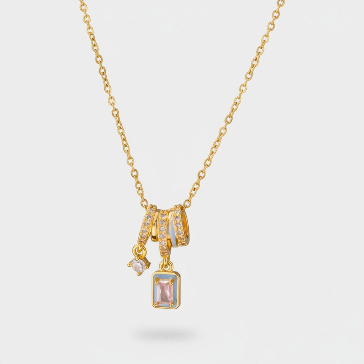 Gold Rectangular Gemstone Charm Pendant Necklace – jewelry (view 1)