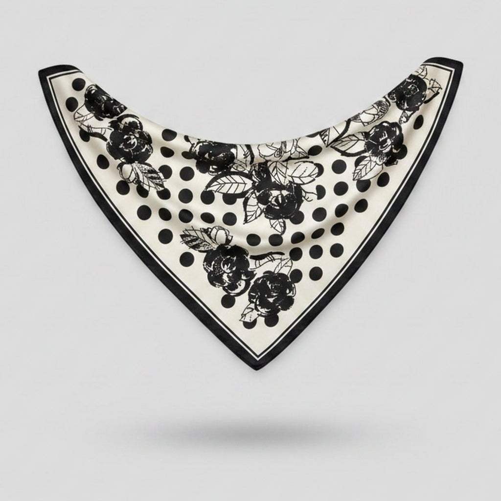 Floral Bandana Black And White Polka Dot Scarf – scarves & belts (view 1)