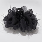 Black Mesh Hair Claw With Rhinestone Charm – hair accessories (view 1)