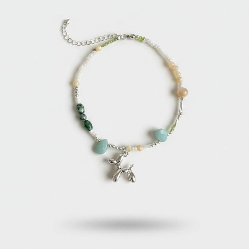 Beaded Pearl Charm Pendant Necklace - Aqua Pearl Charm #2 – jewelry (view 1)