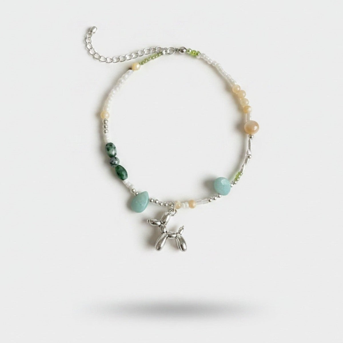Beaded Pearl Charm Pendant Necklace - Aqua Pearl Charm #2 – jewelry (view 1)
