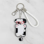 Puppy Photo Frame Keychain - Cow Pup Red Glasses