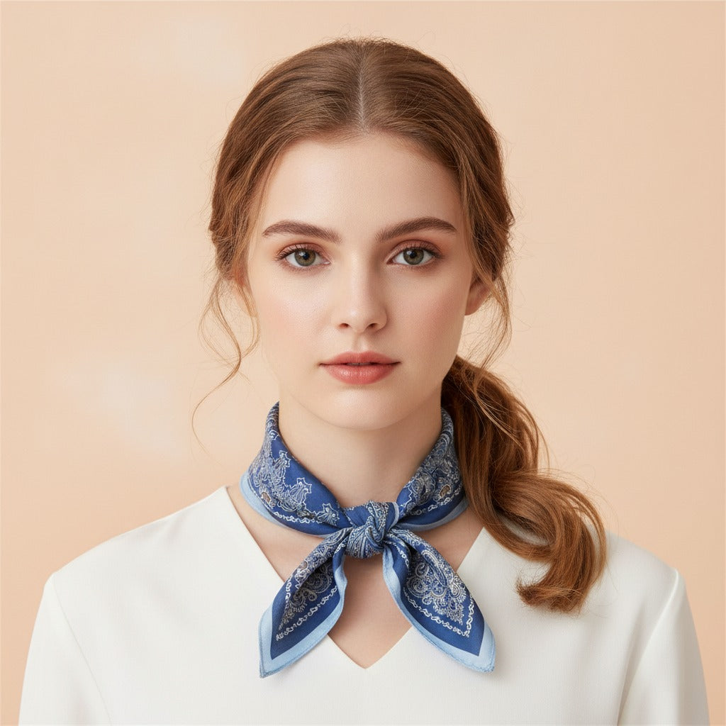 Ornate Bandana Square Scarf - Plum