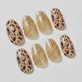 Leopard & Glitter Press-On Nails Set - Gold Leopard