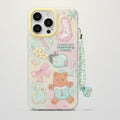 White Whimsical Clear iPhone Case with Teddy Bear Charm – tech (view 1)