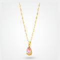 Pink Teardrop Crystal Gold Filigree Pendant Necklace – jewelry (view 1)