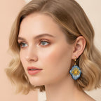 Botanical Bloom Dangle Earrings - Retro Blue