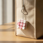 Mini Keyboard Key Keychain - White & Pink