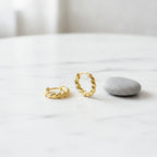 Twisted Mini Hoop Earrings - Gold