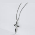 Silver Cross Pendant Necklace with Black Stone Detail – jewelry (view 1)