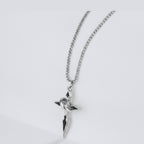 Silver Cross Pendant Necklace with Black Stone Detail – jewelry (view 1)