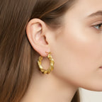 Twisted Gold Hoop Earrings Gold