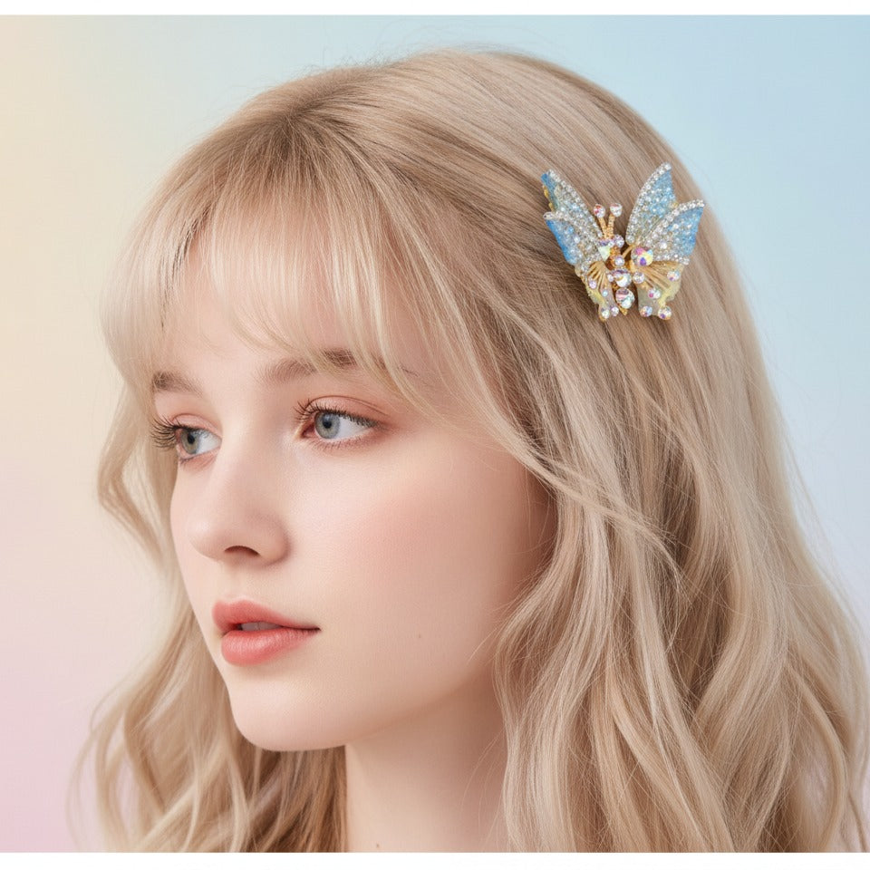 Sparkle Butterfly Hair Claw - Blue & Gold