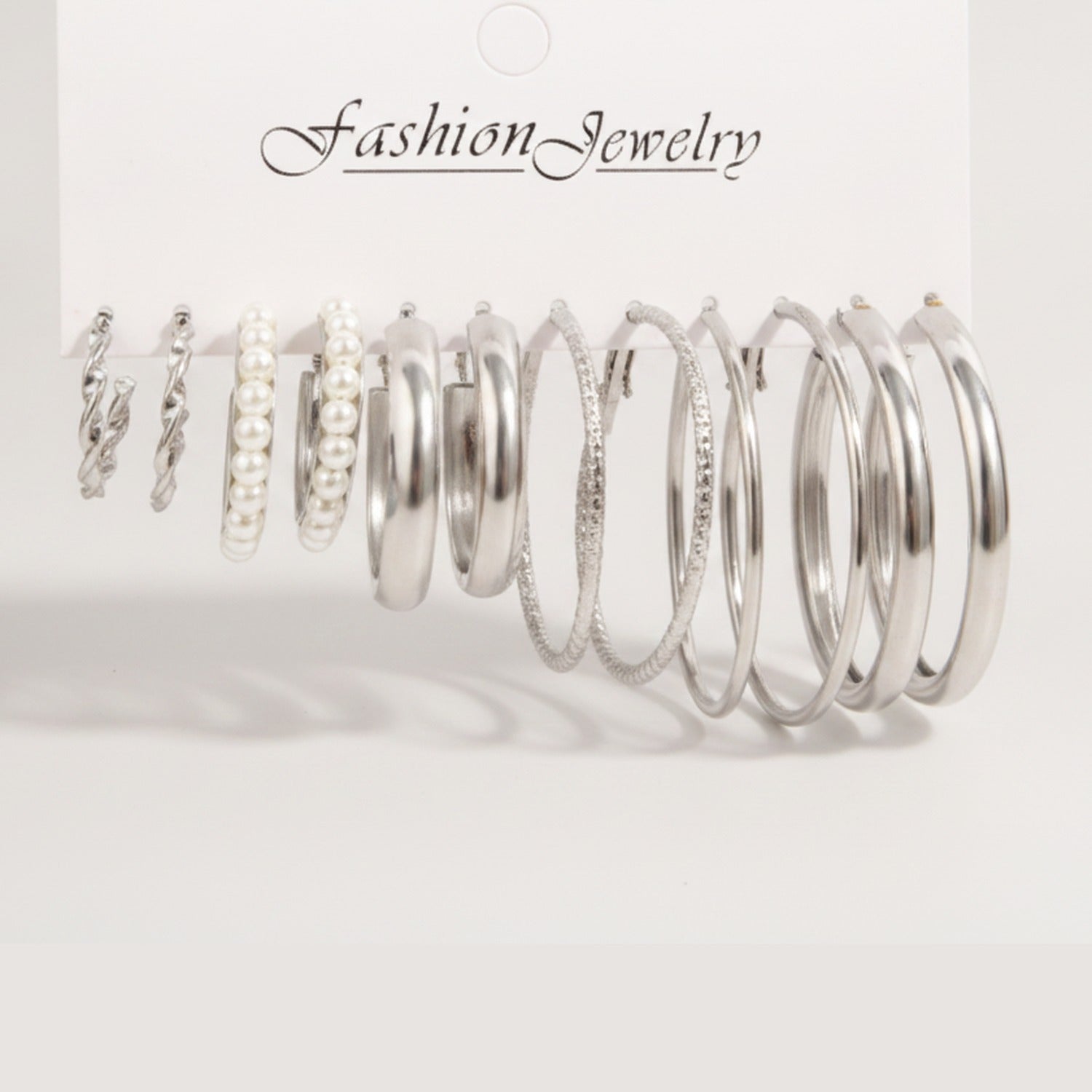 Pearl and Crystal Hoop Earring Set - Default – jewelry (view 1)