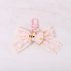 Lace Wing Heart Bag Charm - Pink
