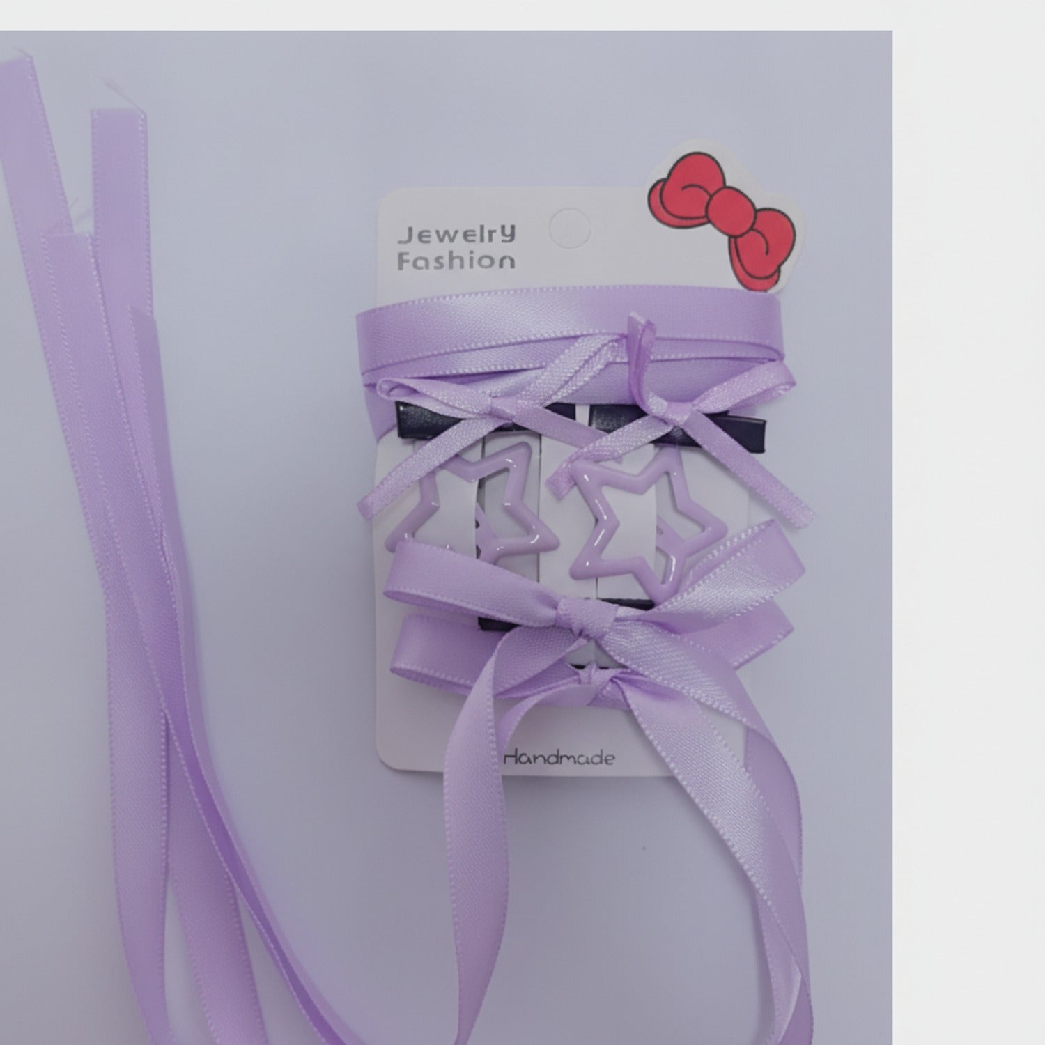 Star Bow Hair Clip Set Purple