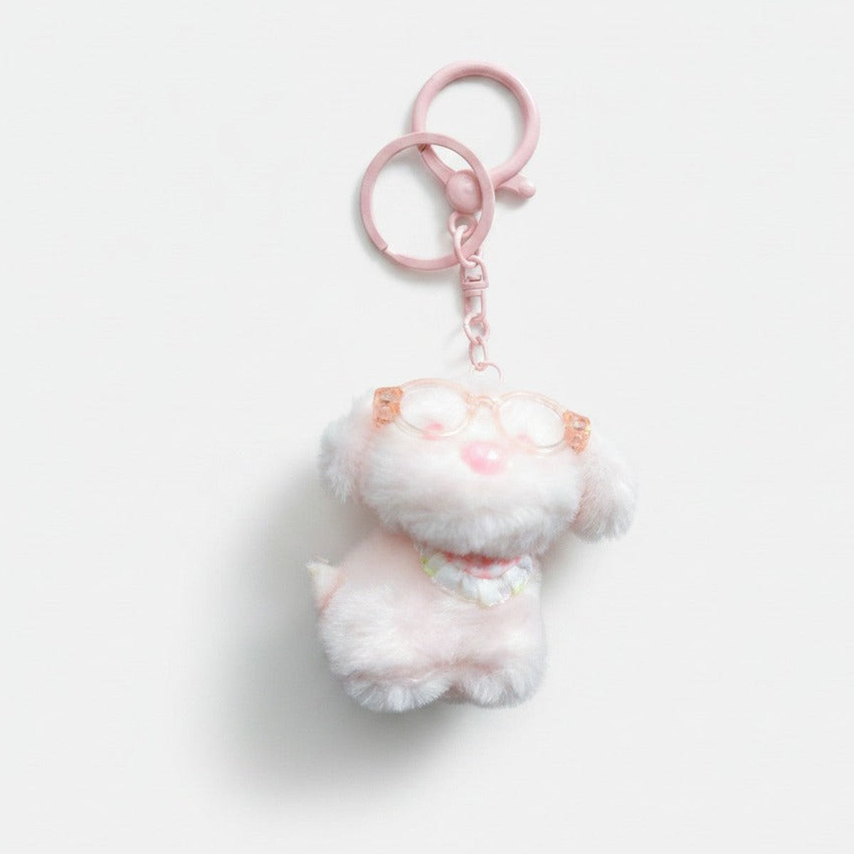 Fluffy Dog with Glasses Keychain Charm – novelty & toys (view 1)
