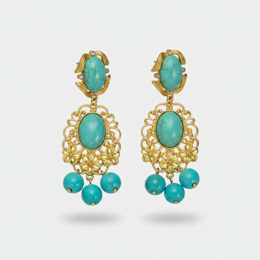 Turquoise Statement Drop Earrings Turquoise